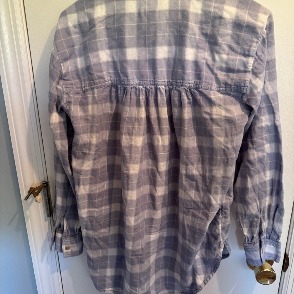 Pilcro Light Blue Checkered Button Down Shirt - Picture 6 of 7